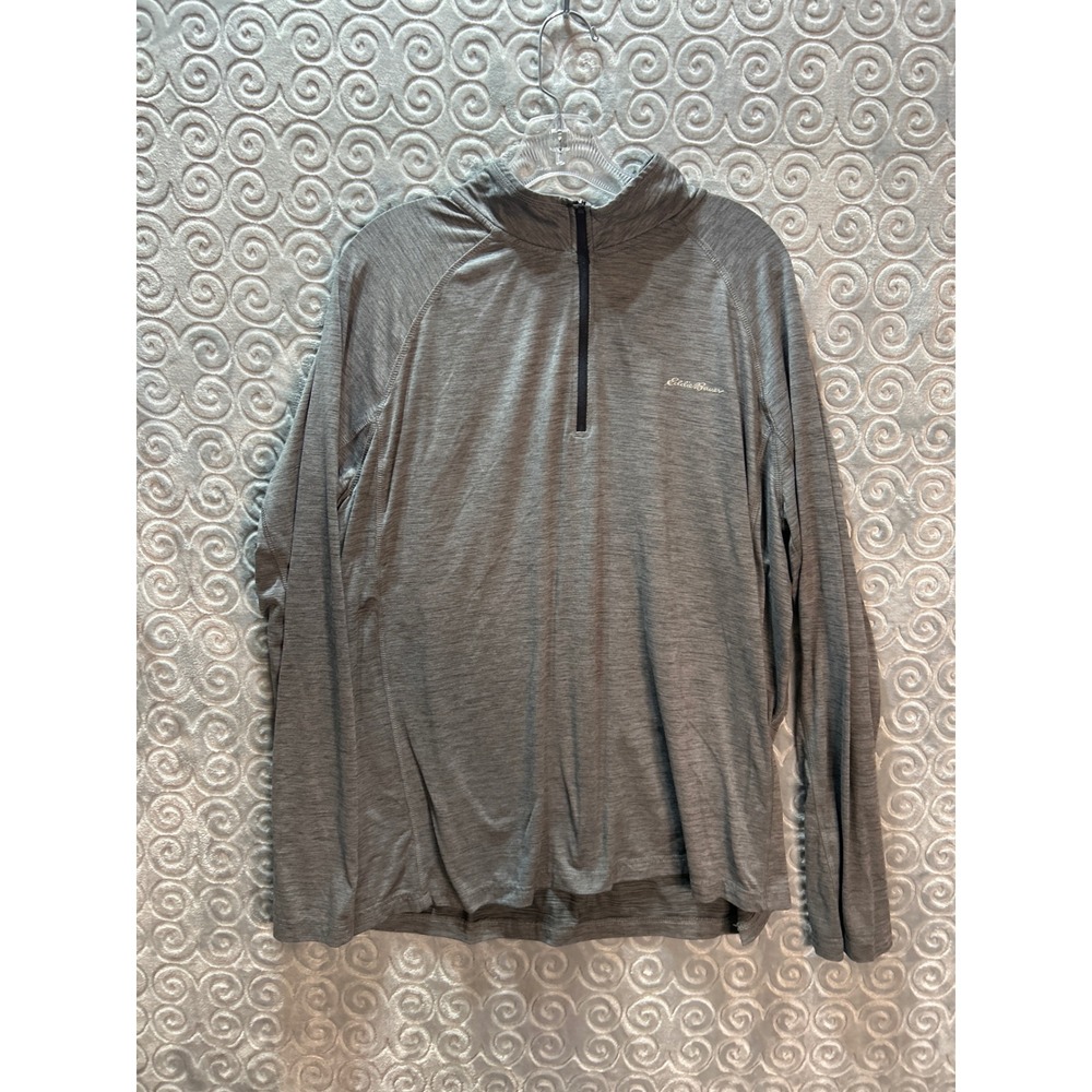 Eddie Bauer Mens XL Quarter Zip Long Sleeve Pullover Freedry Gray Athletic Shirt